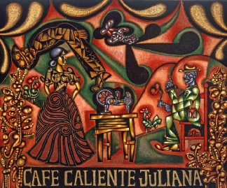 Cafe Caliente Juliana - Painting by Carlos Luna