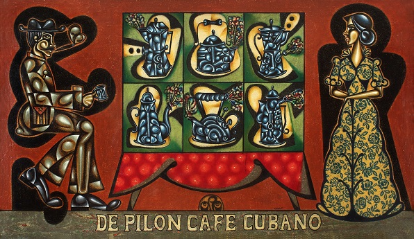 De Pilon Cafe Cubano - Painting by Carlos Luna, Cuban Artist