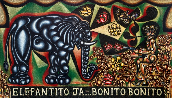 Elefantito ja…bonito bonito - Painting by Carlos Luna, Cuban Artist