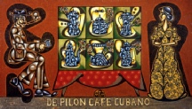 De pilon cafe cubano - painting by cuban painter - Carlos Luna